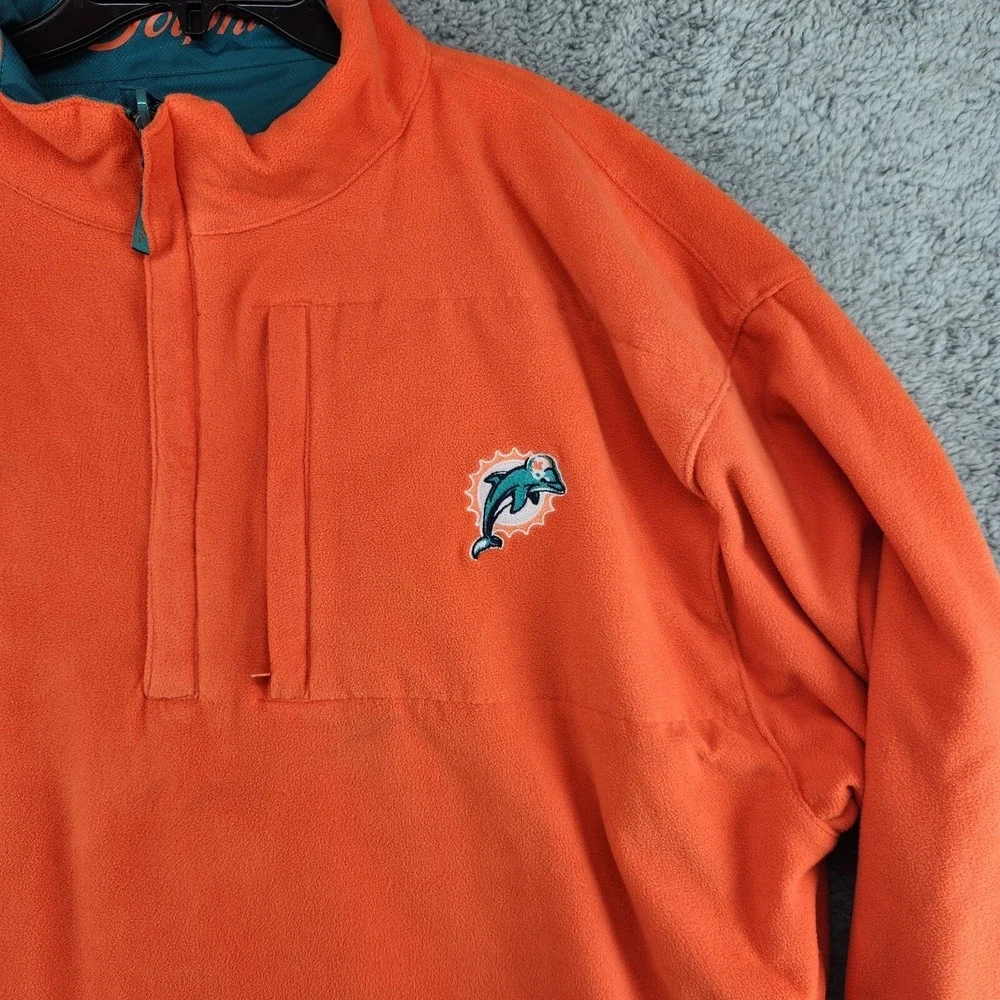Vintage 90's NFL Miami Dolphins Reversible Fleece 1/4 Zip Pullover Mens Size XL